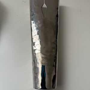 Mary Jurek Hammered Tall Vase 9” Sliver Stainless Steel